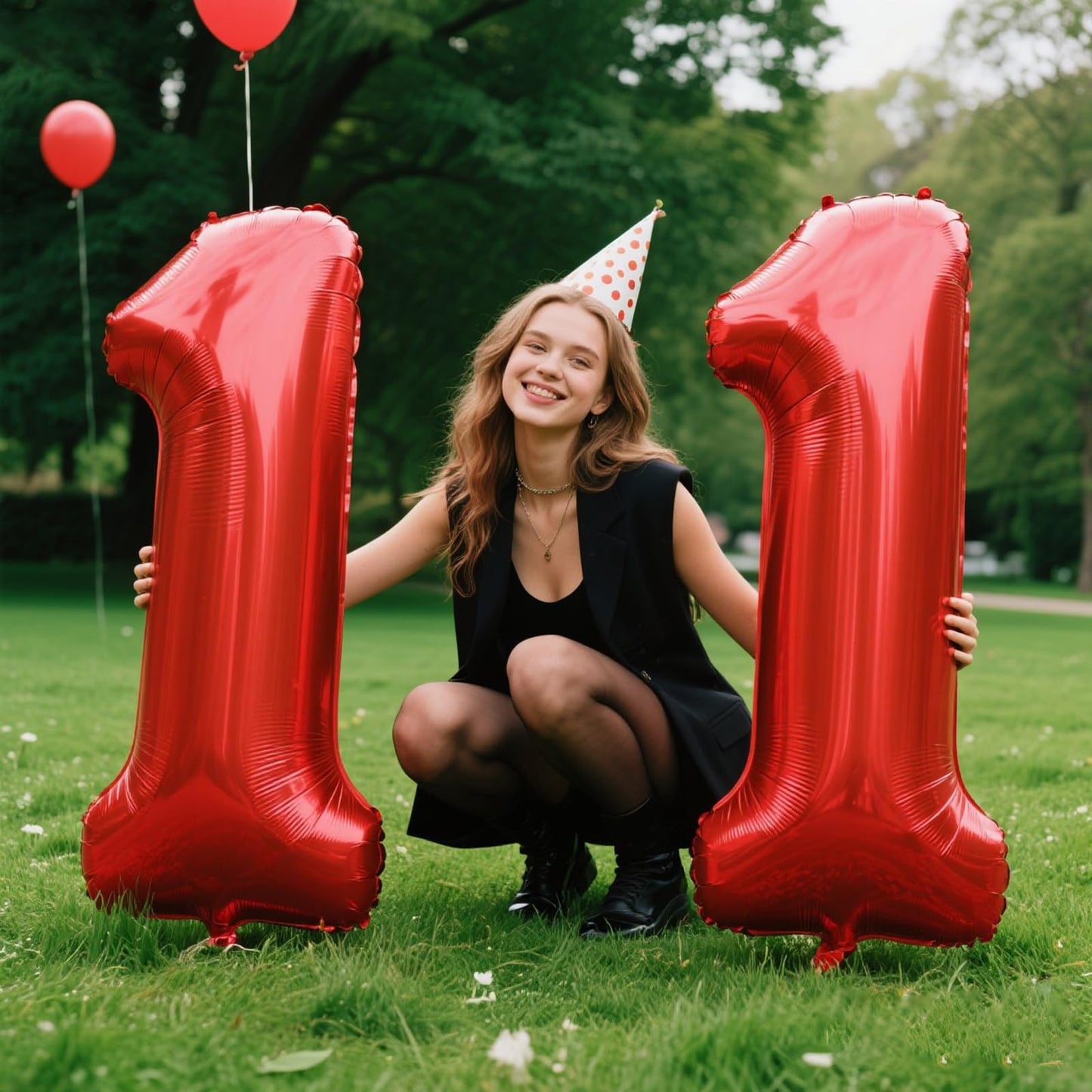Kelfuoya 40-Inch Red Number 11 Balloon — Jumbo Mylar Foil Balloon for Birthdays & Anniversaries