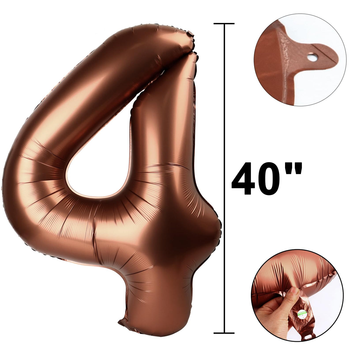 Kelfuoya 40 Inch Dark Brown Number 14 Balloon – Jumbo Mylar Foil Helium Balloon for 14th Birthday & Anniversary
