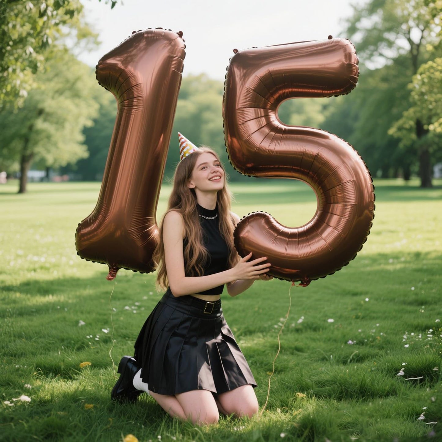 Kelfuoya 40-Inch Dark Brown Number 15 Balloon – Jumbo Mylar Foil for 15th Birthday & Anniversary