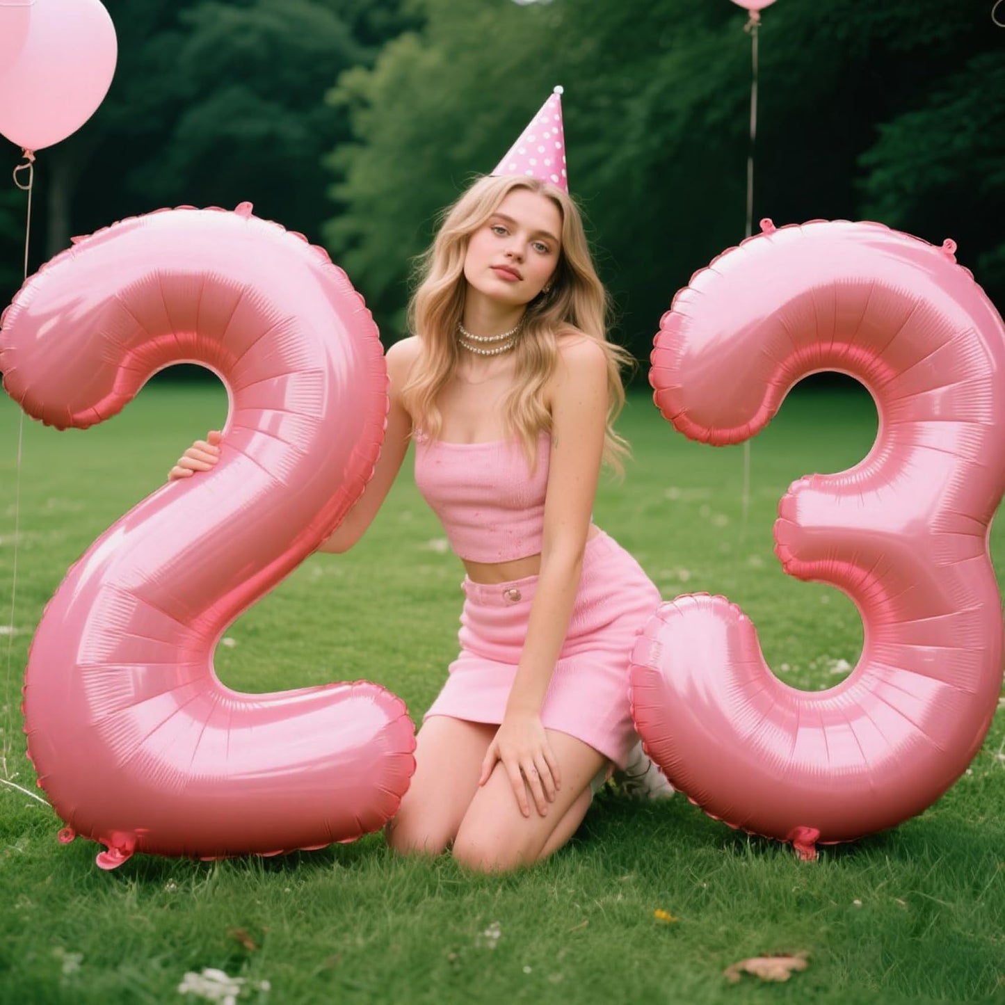Kelfuoya 40 Inch Pearlescent Pink Number 23 Balloon – 23rd Birthday & Anniversary Mylar Balloon