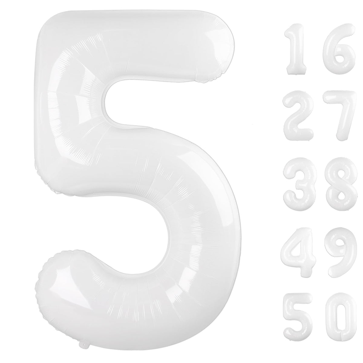 Kelfuoya 40 Inch White Number 5 Mylar Balloon – Giant 5 Balloon for Birthday & Anniversary Celebrations