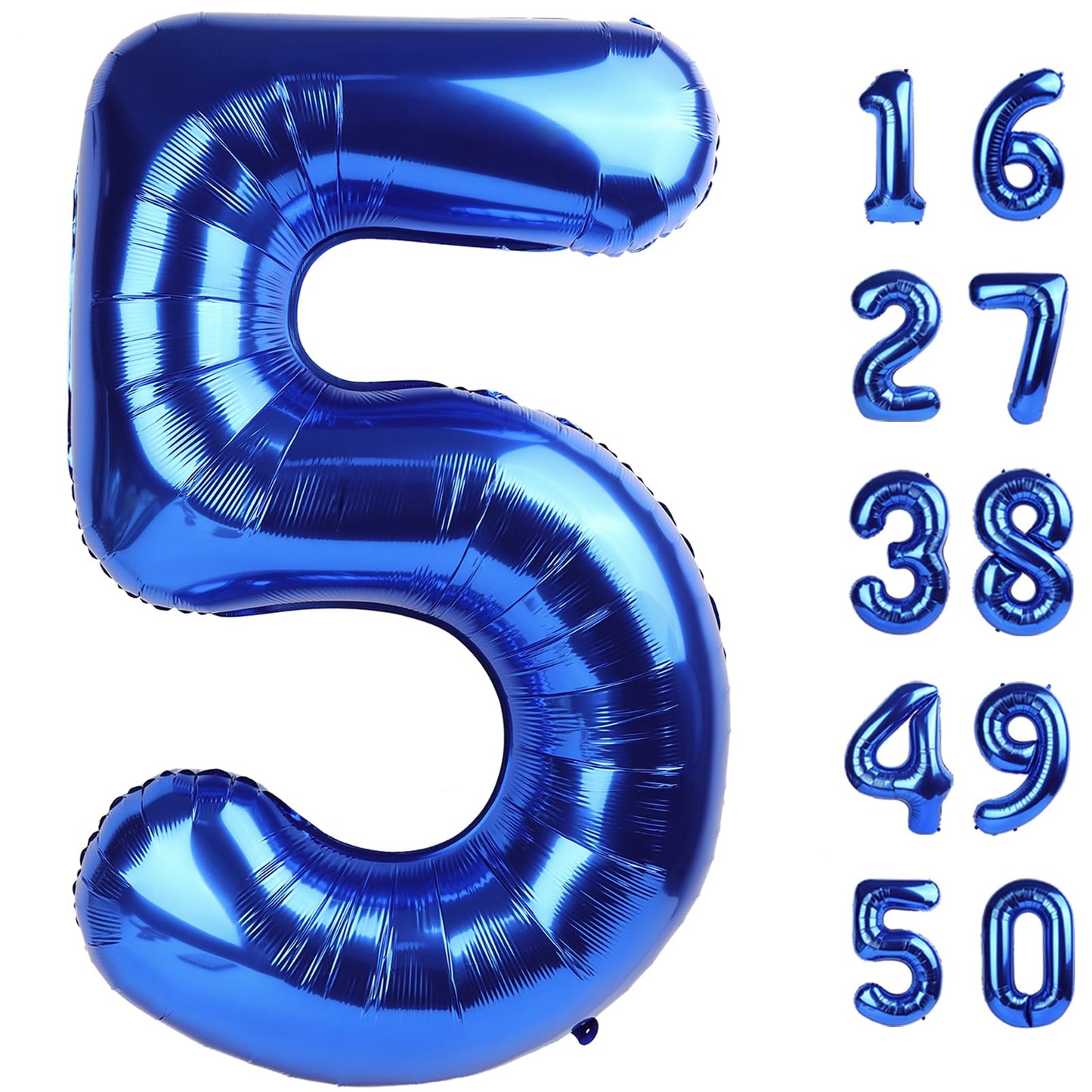 40 Inch Number 5 Balloon Jumbo Dark Blue Foil Digit by Kelfuoya