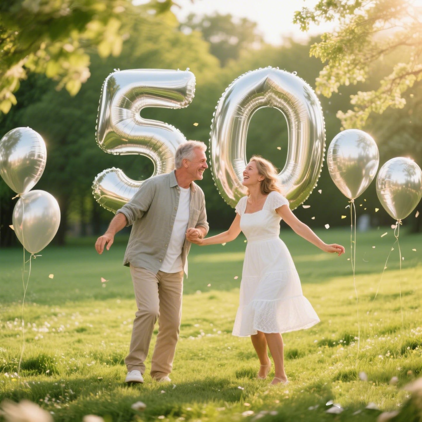 Kelfuoya 40-Inch Silver Number 50 Balloon | Jumbo Mylar Foil Balloon for 50th Birthday & Anniversary