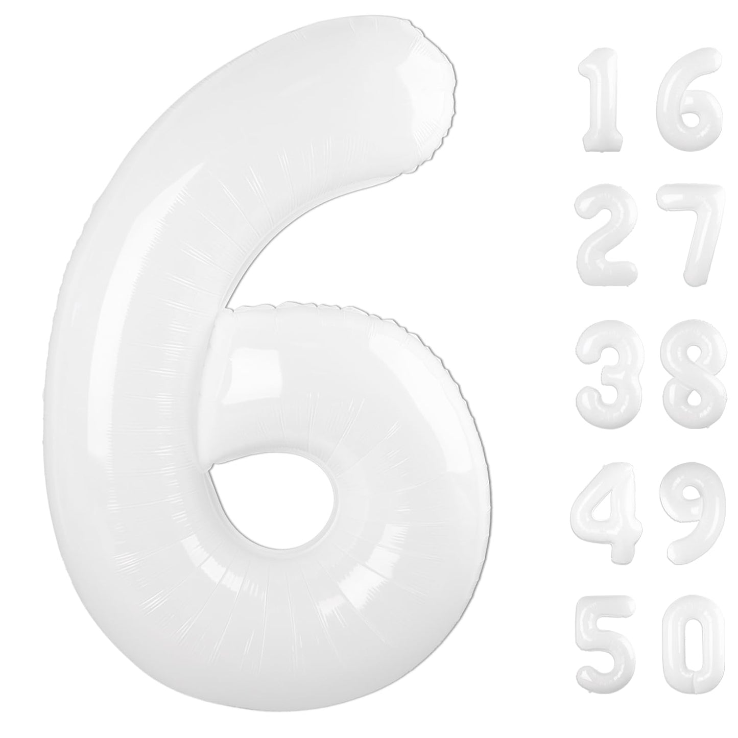 Kelfuoya 40-Inch Number 6 White Foil Balloon – Birthday & Anniversary Party Decor