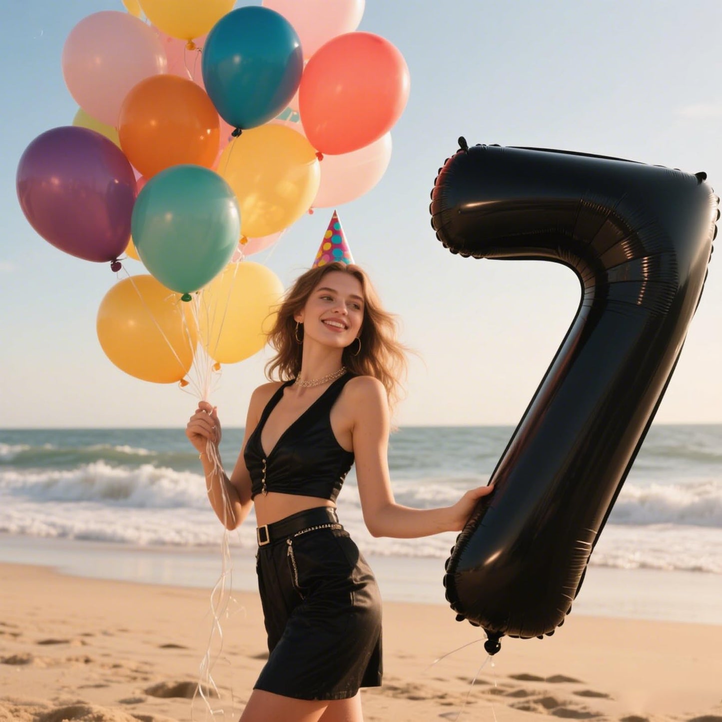 Kelfuoya 40-Inch Black Number 7 Balloon – Giant Mylar Birthday & Anniversary Decor