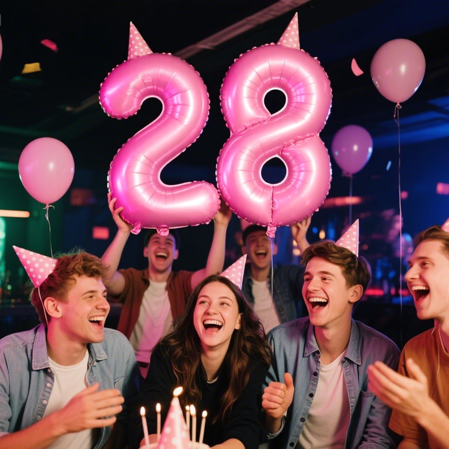 Kelfuoya 40 Inch Pink Number 28 Digital Balloon – Jumbo Mylar Foil Balloon for Birthdays & Anniversaries