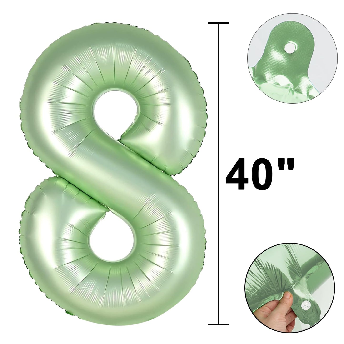 Kelfuoya 40-Inch Olive-Green Foil Number 8 Balloon – Giant Birthday & Milestone Decor