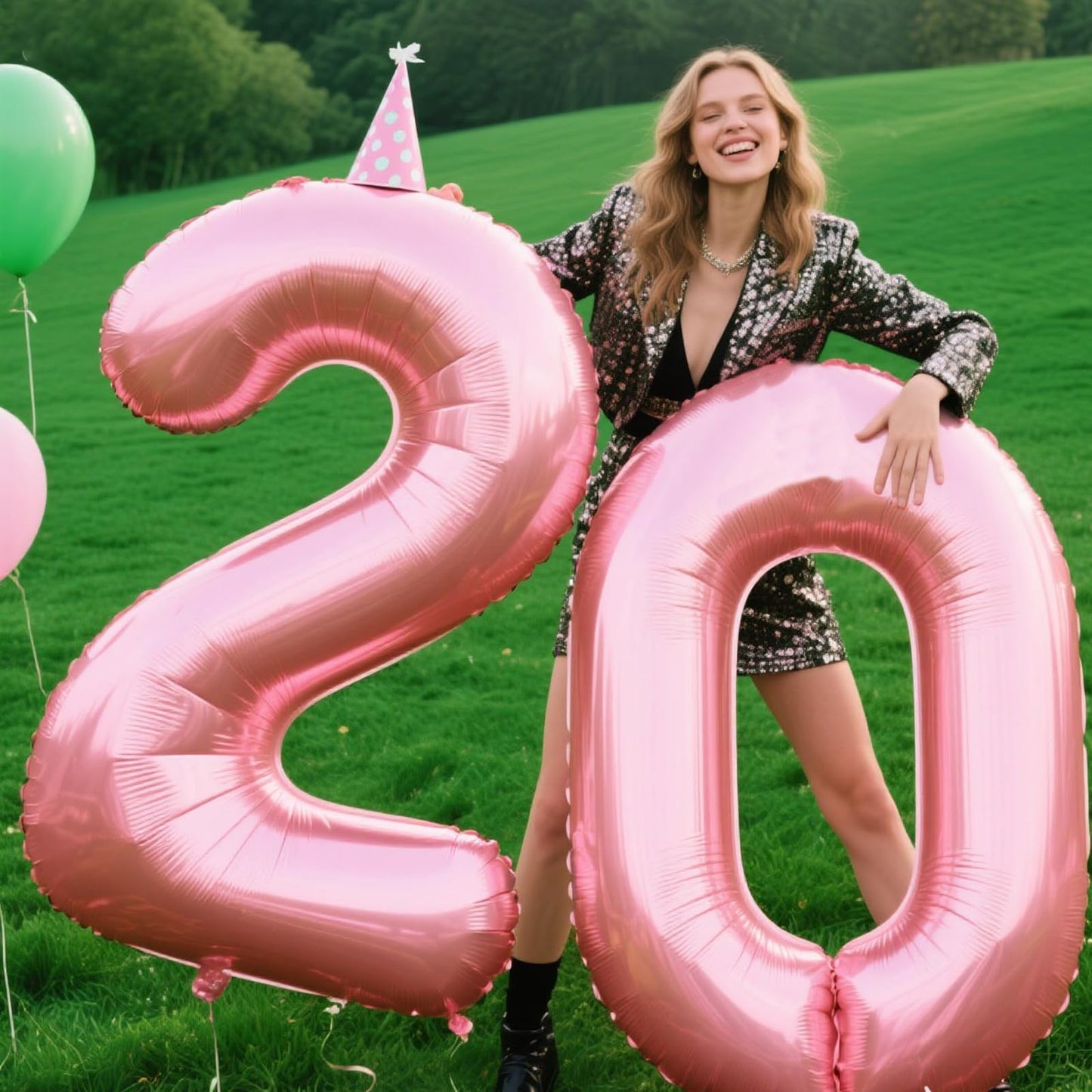 Kelfuoya 40 Inch Pearlescent Pink Number 20 Balloon – 20th Birthday Party Decor