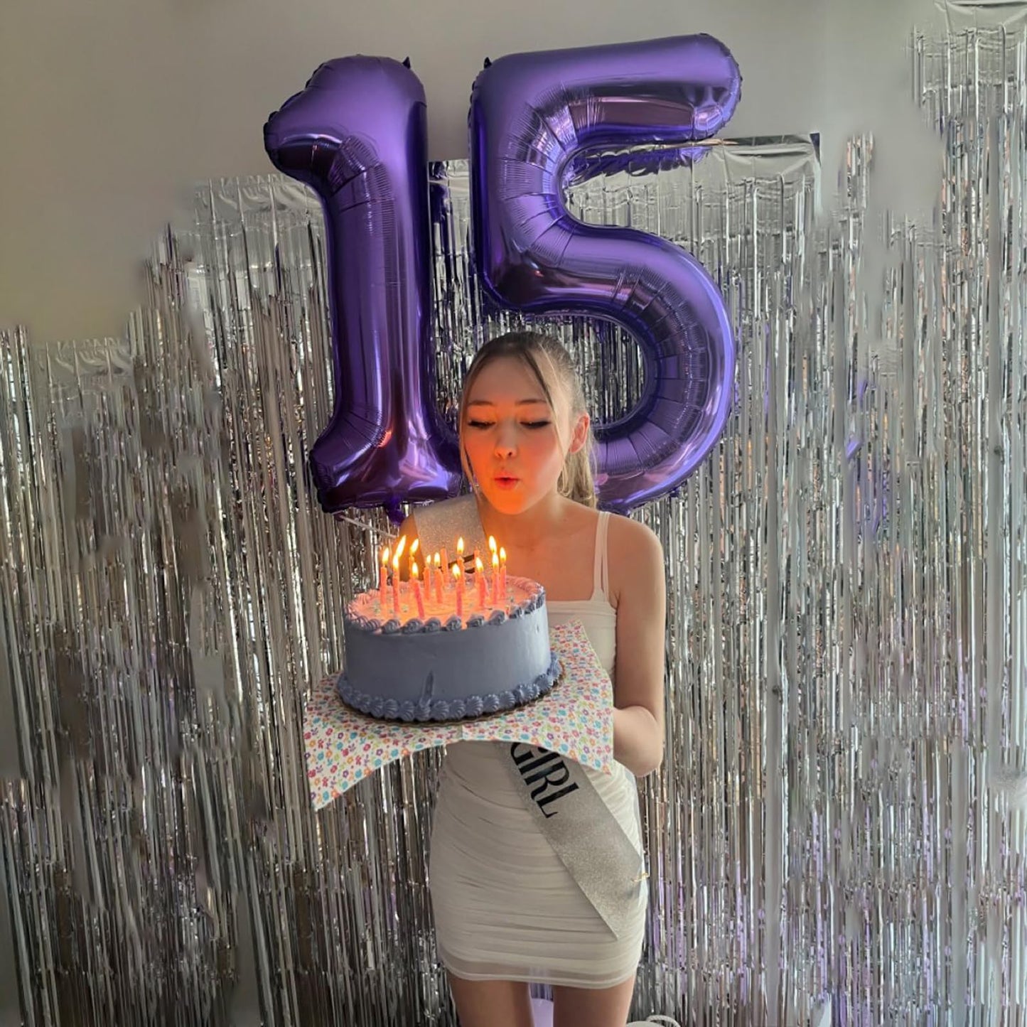 Kelfuoya 40-Inch Purple Number 15 Digital Balloon – Jumbo Mylar Foil Balloon for 15th Birthday & Anniversary Decor