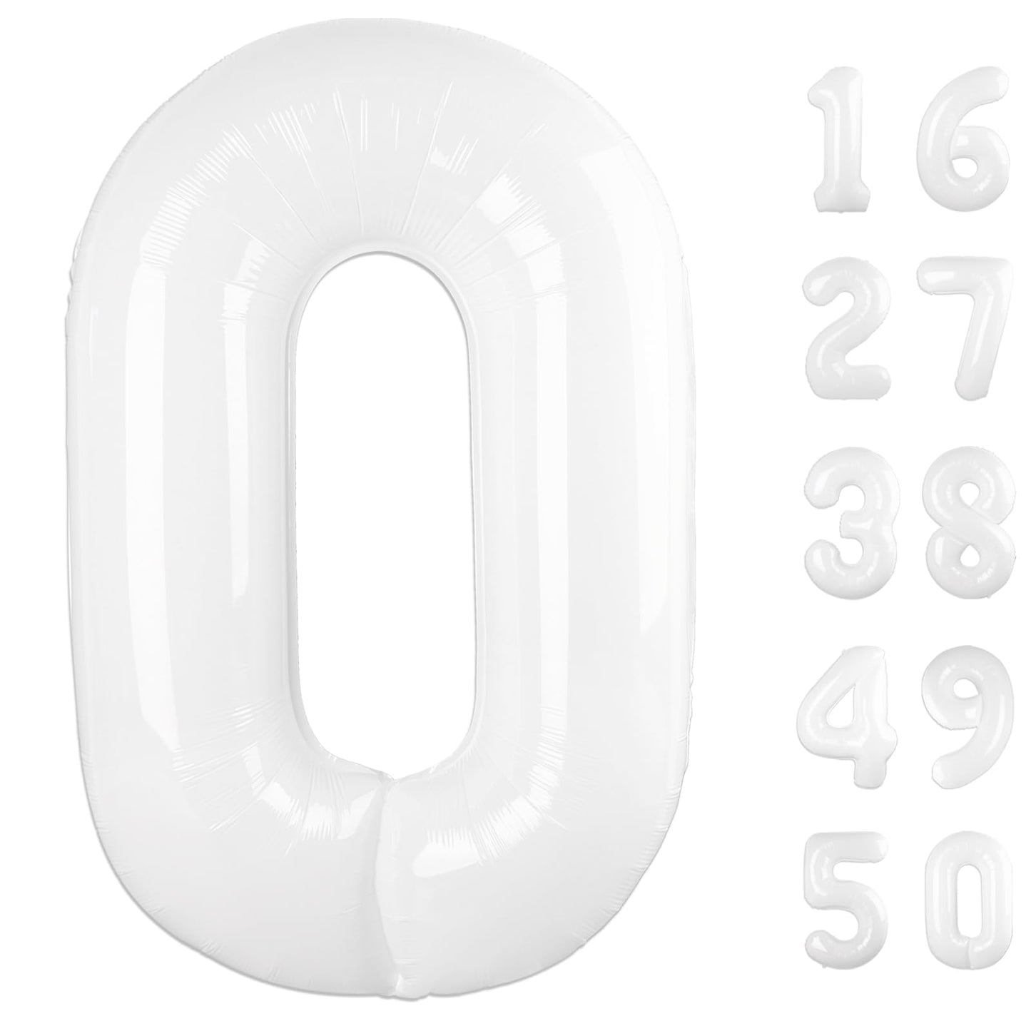 Kelfuoya 40 Inch White 0 Number Balloon – Giant Foil Party Balloon for Birthdays, Weddings, and Milestones