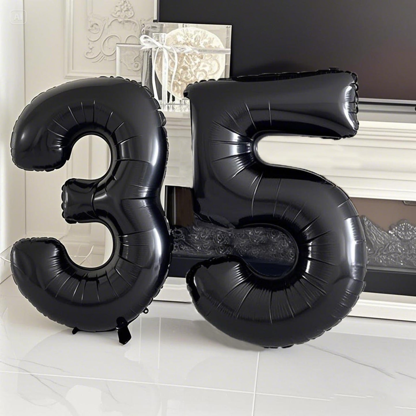 Kelfuoya 40 Inch Black Number 35 Digital Balloon – Jumbo Mylar Foil Balloon for Birthday or Anniversary