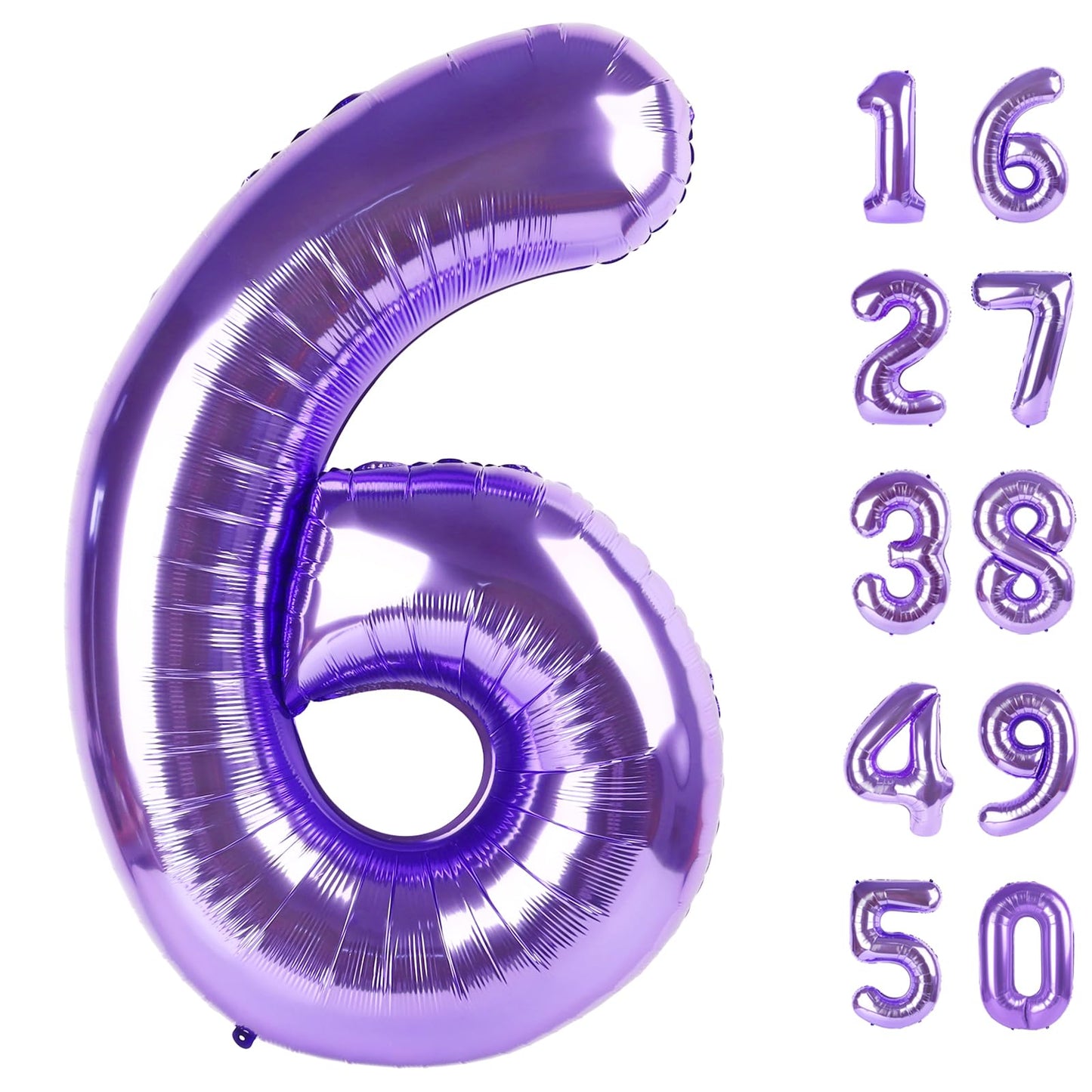 Kelfuoya 40-Inch Purple Number 6 Foil Balloon | Giant Mylar Balloon for Birthdays & Anniversaries
