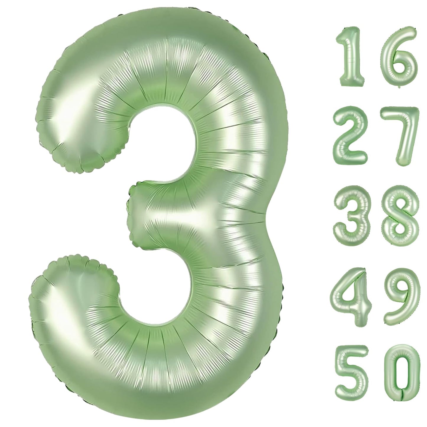 Kelfuoya 40-Inch Olive Green Number 3 Balloon | Giant Foil Mylar Party Decor for Birthdays & Anniversaries
