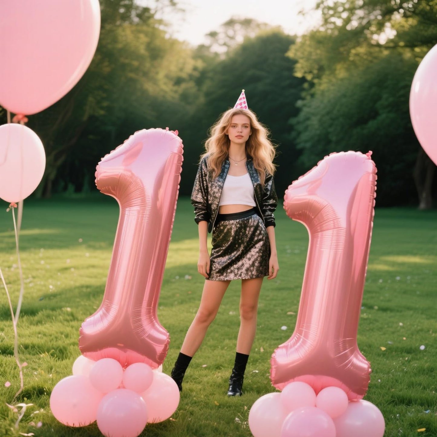 Kelfuoya 40-Inch Pearlescent Pink Number 11 Balloon – Birthday Decor