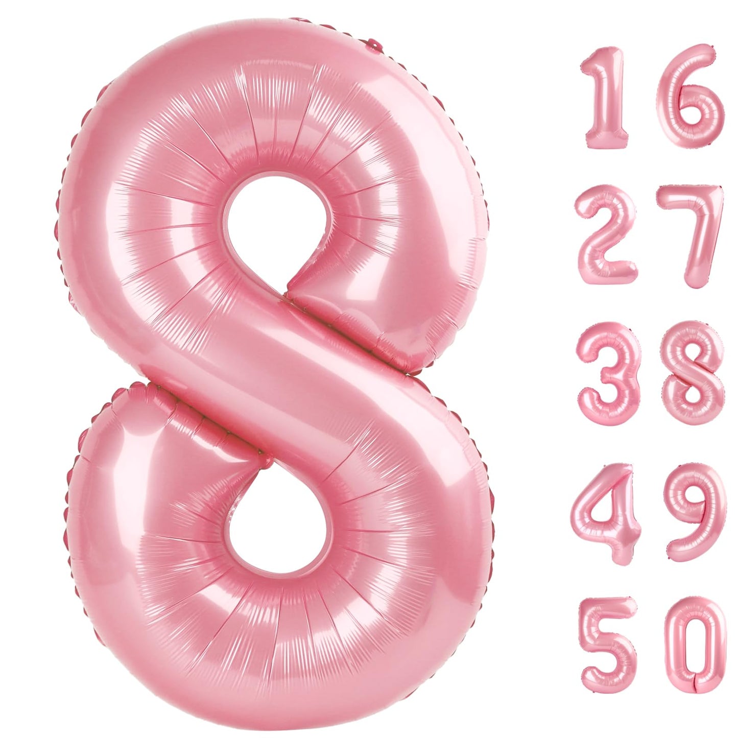 Kelfuoya 40-Inch Pearlescent Pink Foil Number 8 Balloon – 8th, 18th, 28th Birthday Party Decor