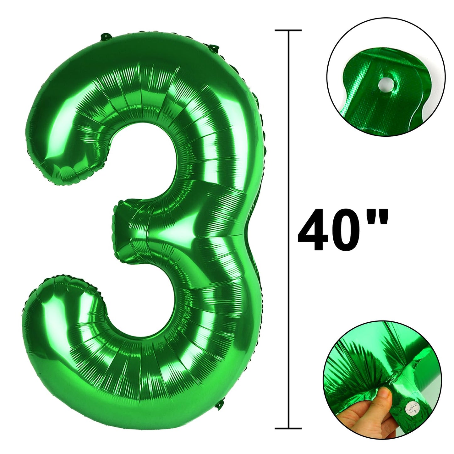 Kelfuoya 40-Inch Green Number 30 Digital Balloon | Jumbo Mylar Foil Helium Balloon for Birthdays & Anniversaries