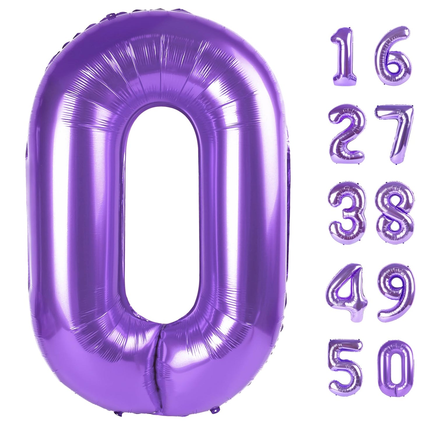 Kelfuoya 40-Inch Purple Number 0 Foil Balloon | Giant 0 Balloon for Birthdays, Anniversaries & Graduations