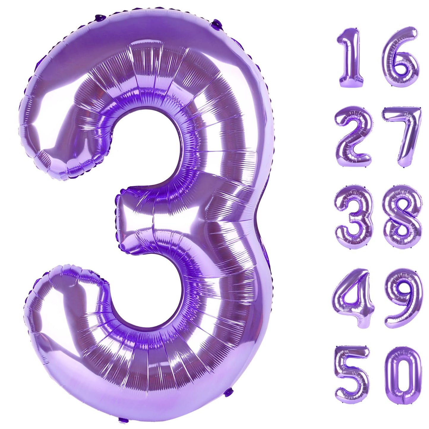 Kelfuoya 40-Inch Purple Number 3 Foil Balloon – Giant Mylar Birthday & Anniversary Decor