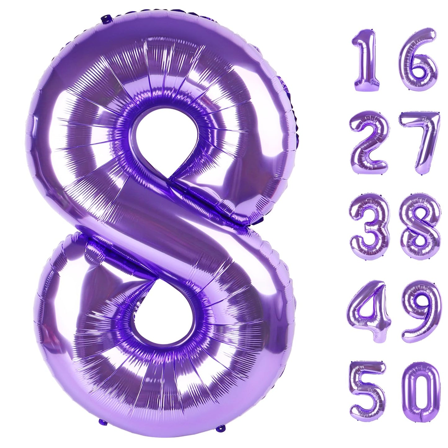 Kelfuoya 40-Inch Purple Number 8 Foil Balloon – Giant Mylar Helium Balloon for Birthdays & Anniversaries