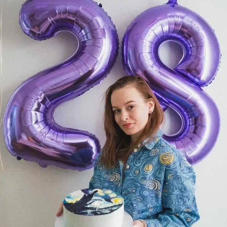 Kelfuoya 40-Inch Purple Number 8 Foil Balloon – Giant Mylar Helium Balloon for Birthdays & Anniversaries