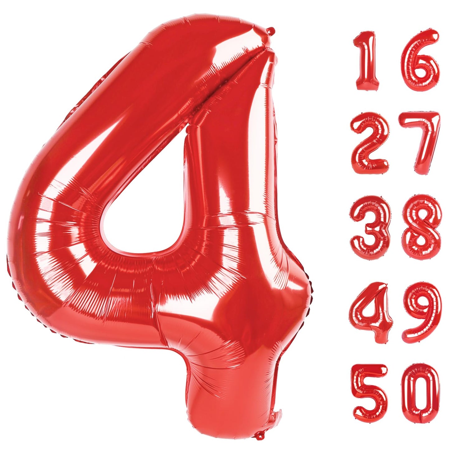 Kelfuoya 40-Inch Red 4-Number Balloon – Jumbo Foil Helium Birthday & Anniversary Decor