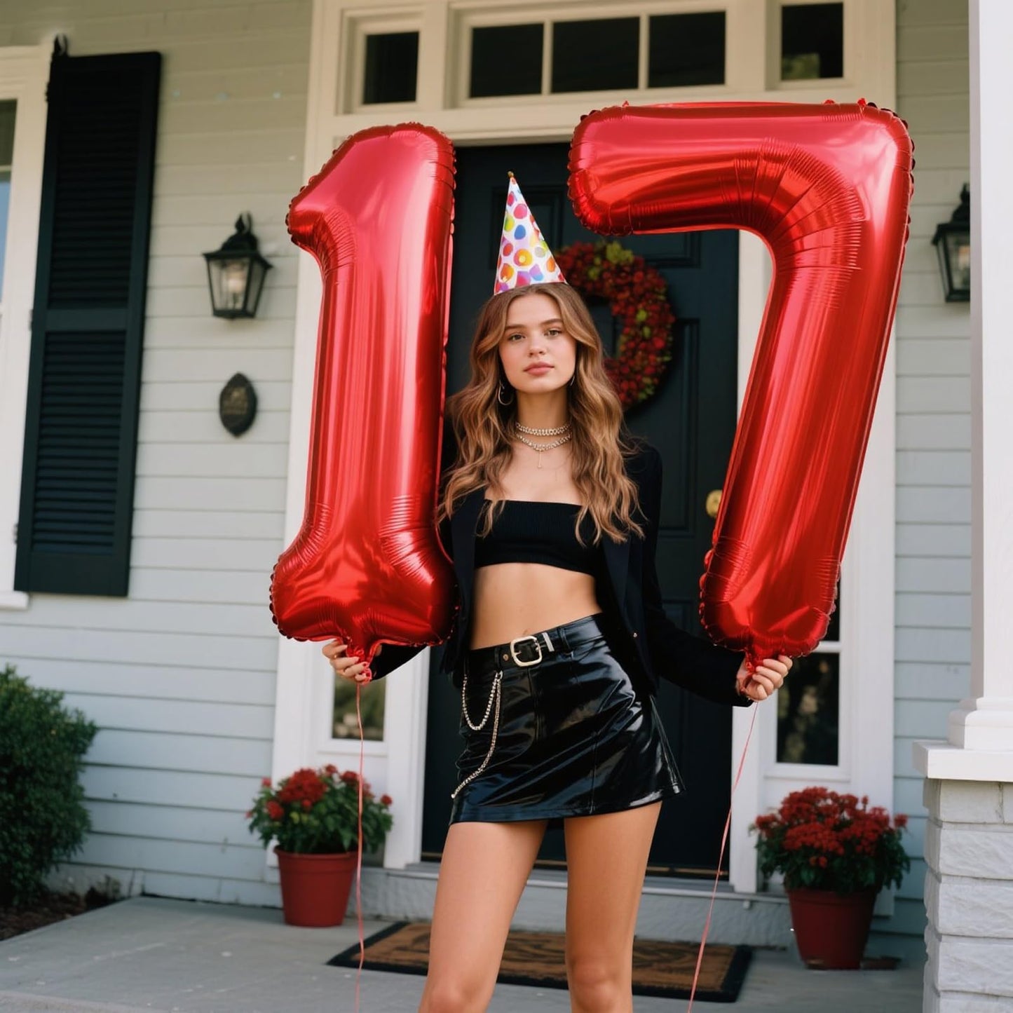 Kelfuoya 40 Inch Red Number 17 Balloon – Jumbo Mylar Foil Balloon for Birthday & Anniversary Decor