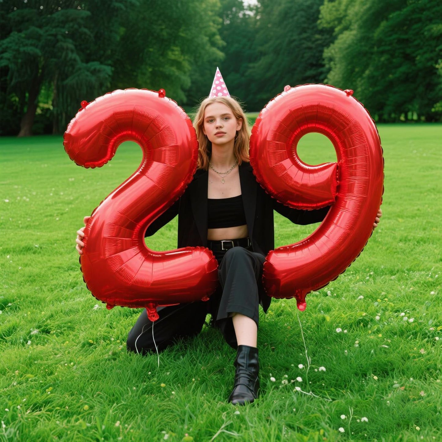 Kelfuoya 40-Inch Red Number 29 Balloon – Jumbo Mylar Foil Balloon for Birthday & Anniversary