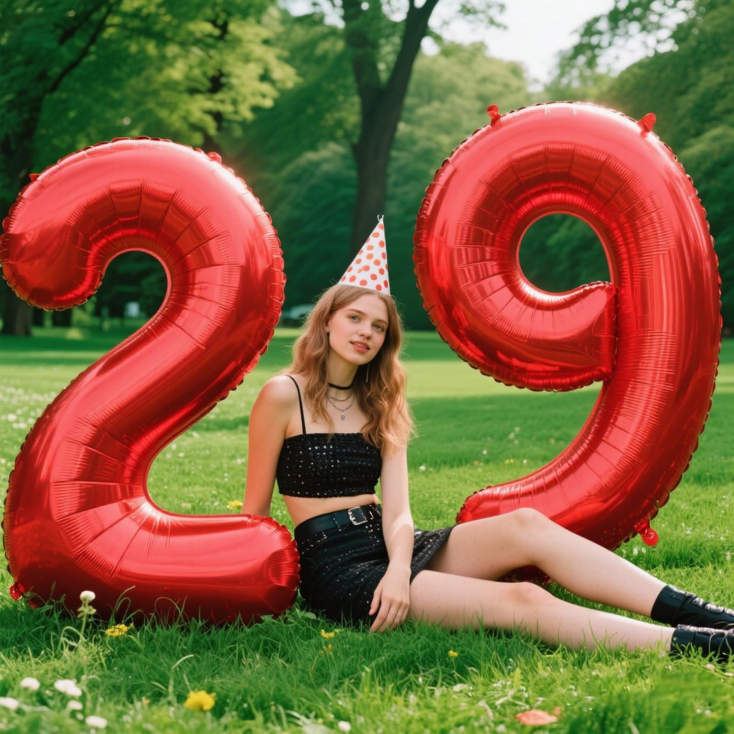 Kelfuoya 40-Inch Red Number 29 Balloon – Jumbo Mylar Foil Balloon for Birthday & Anniversary