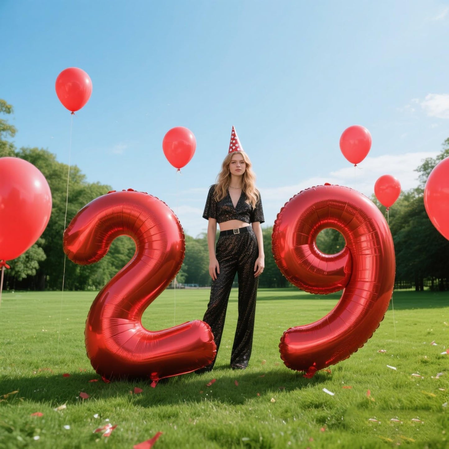 Kelfuoya 40-Inch Red Number 29 Balloon – Jumbo Mylar Foil Balloon for Birthday & Anniversary