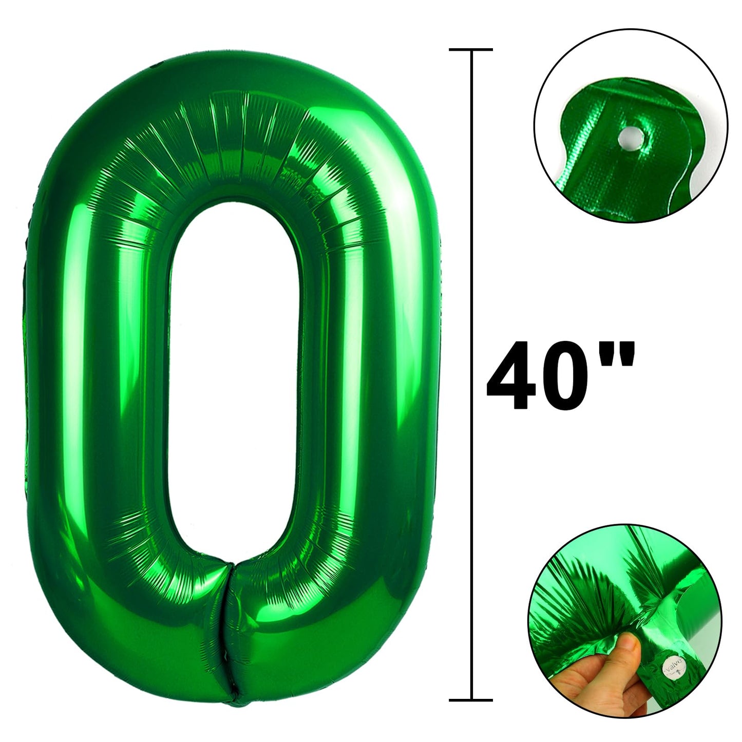 Kelfuoya 40-Inch Green Number 30 Digital Balloon | Jumbo Mylar Foil Helium Balloon for Birthdays & Anniversaries