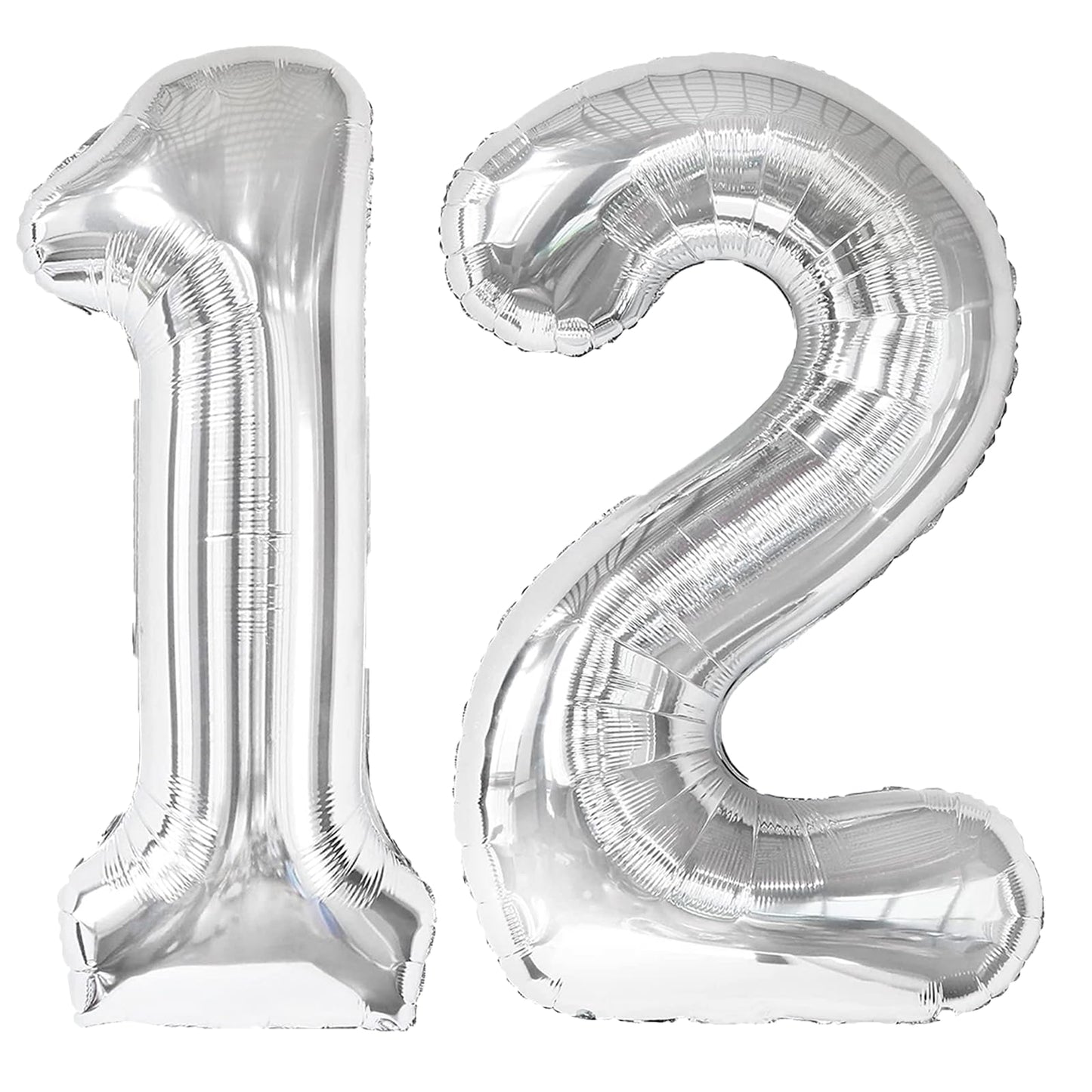 Kelfuoya 40-Inch Silver Number 12 Balloon | Jumbo Mylar Digital Balloon for Birthdays & Anniversaries