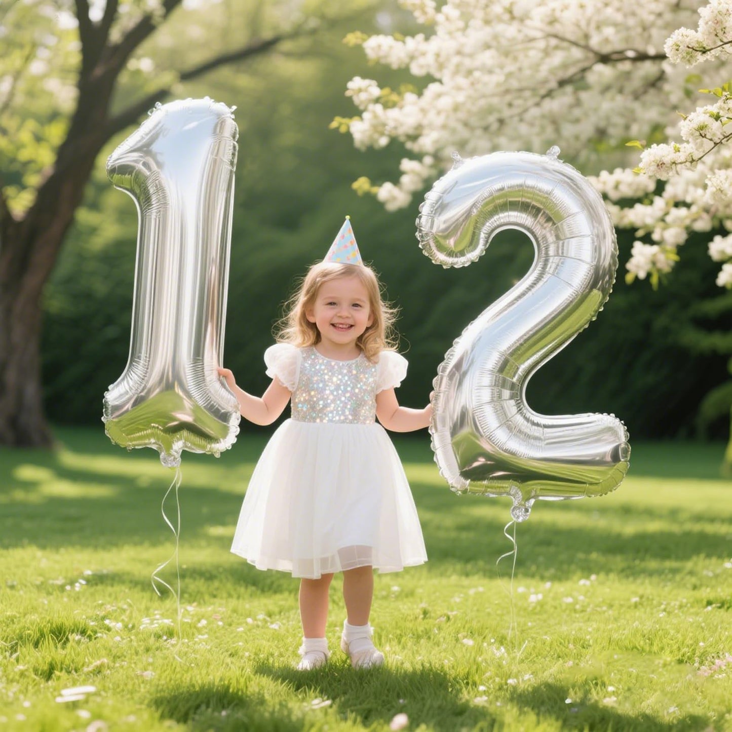 Kelfuoya 40-Inch Silver Number 12 Balloon | Jumbo Mylar Digital Balloon for Birthdays & Anniversaries