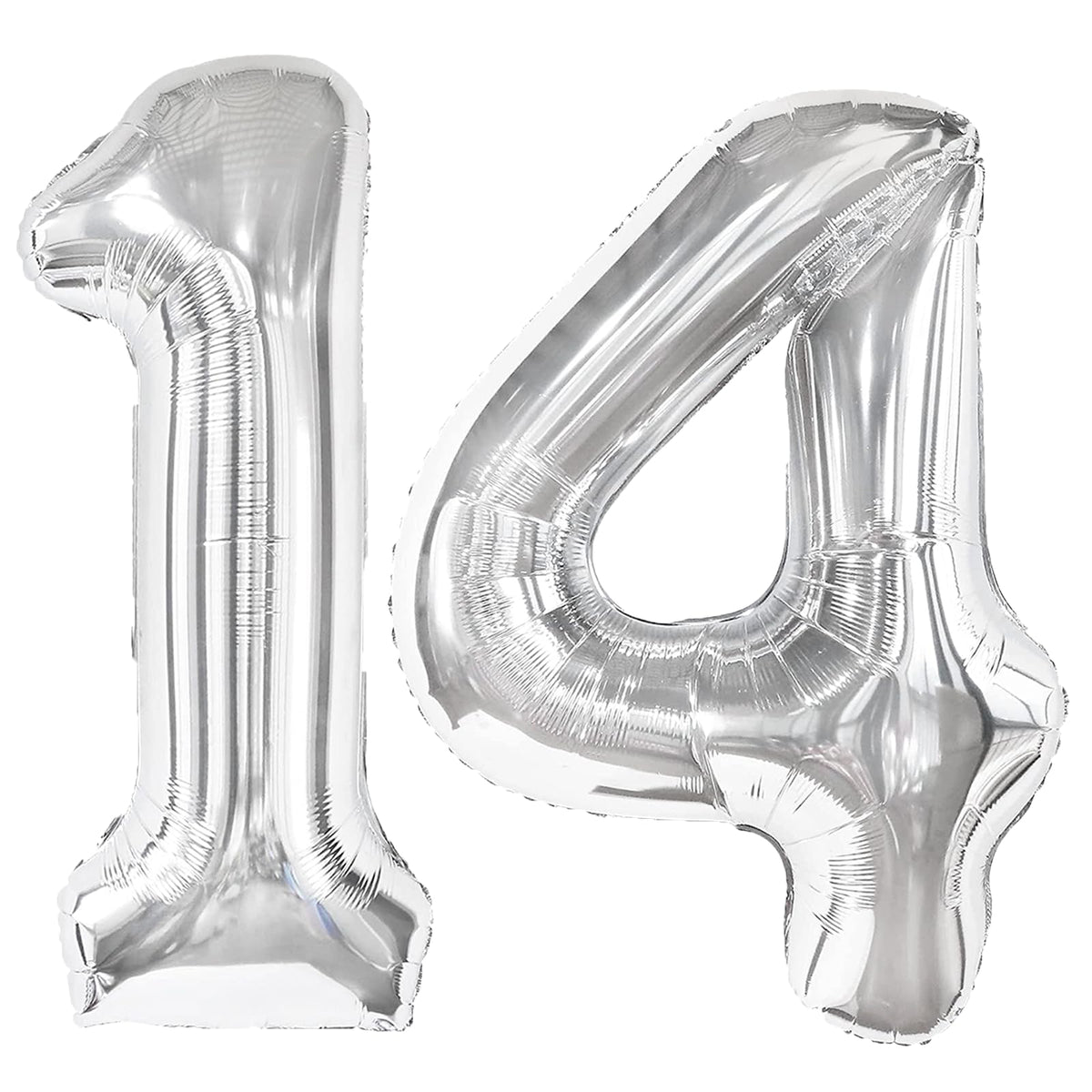 Kelfuoya 40-Inch Silver Number 14 Balloon – Jumbo Mylar Foil Digital Balloon for Birthday & Anniversary Decorations