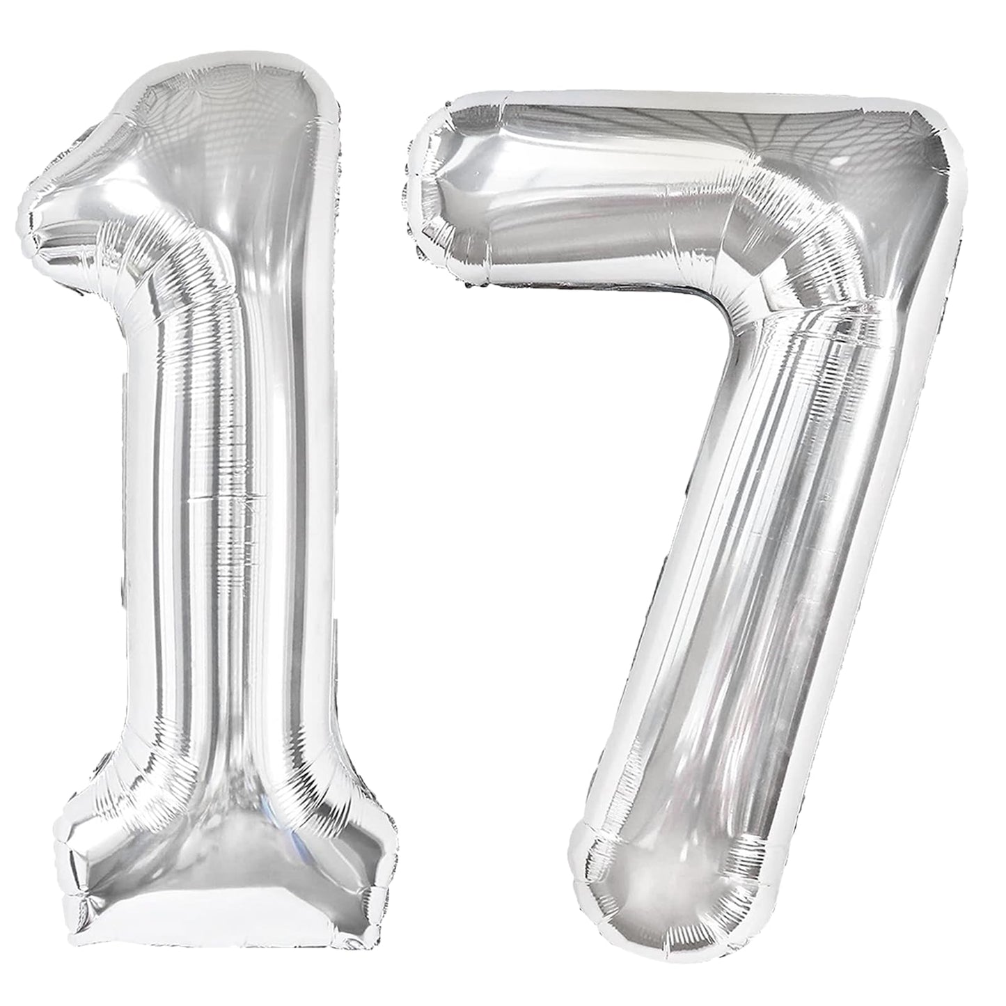 Kelfuoya 40-Inch Silver Number 17 Balloon – Jumbo Mylar Foil Digital Birthday & Anniversary Decor