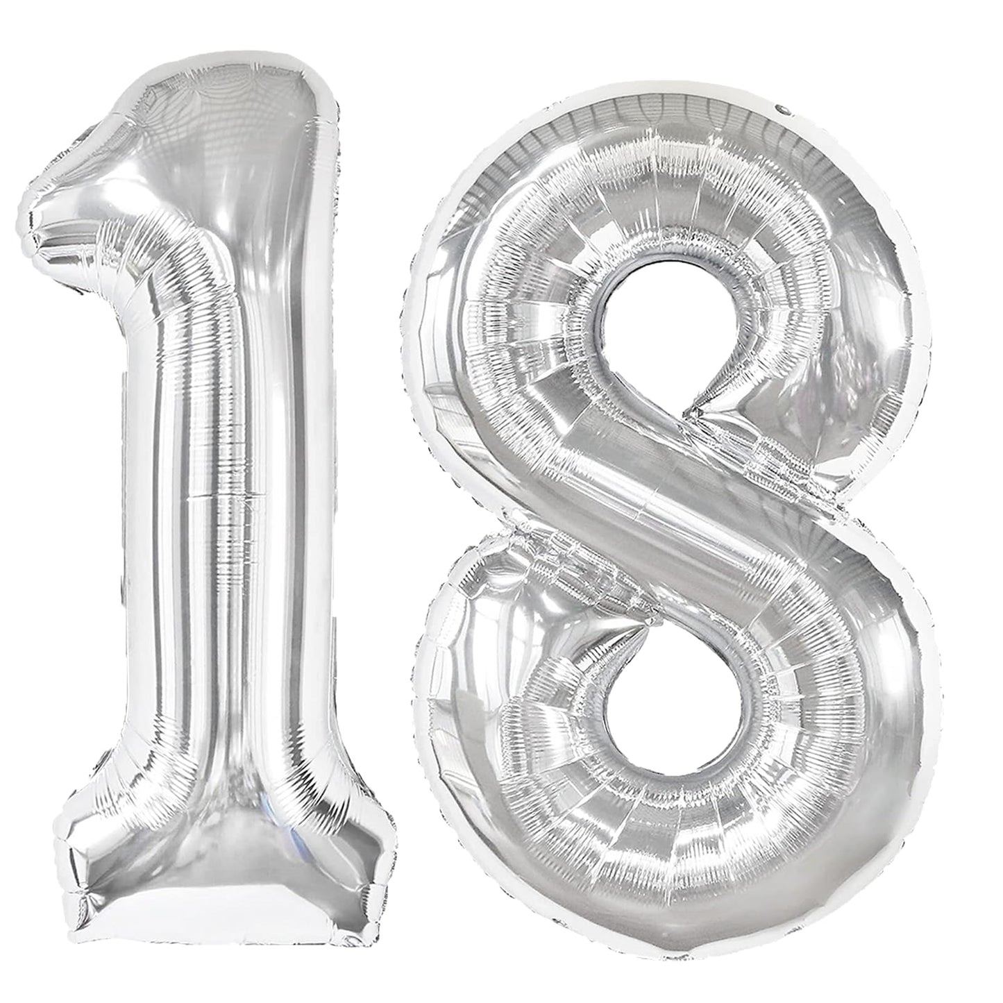 Kelfuoya 40 Inch Silver Number 18 Digital Balloon - Jumbo Mylar Foil Balloon for Birthday & Anniversary Parties
