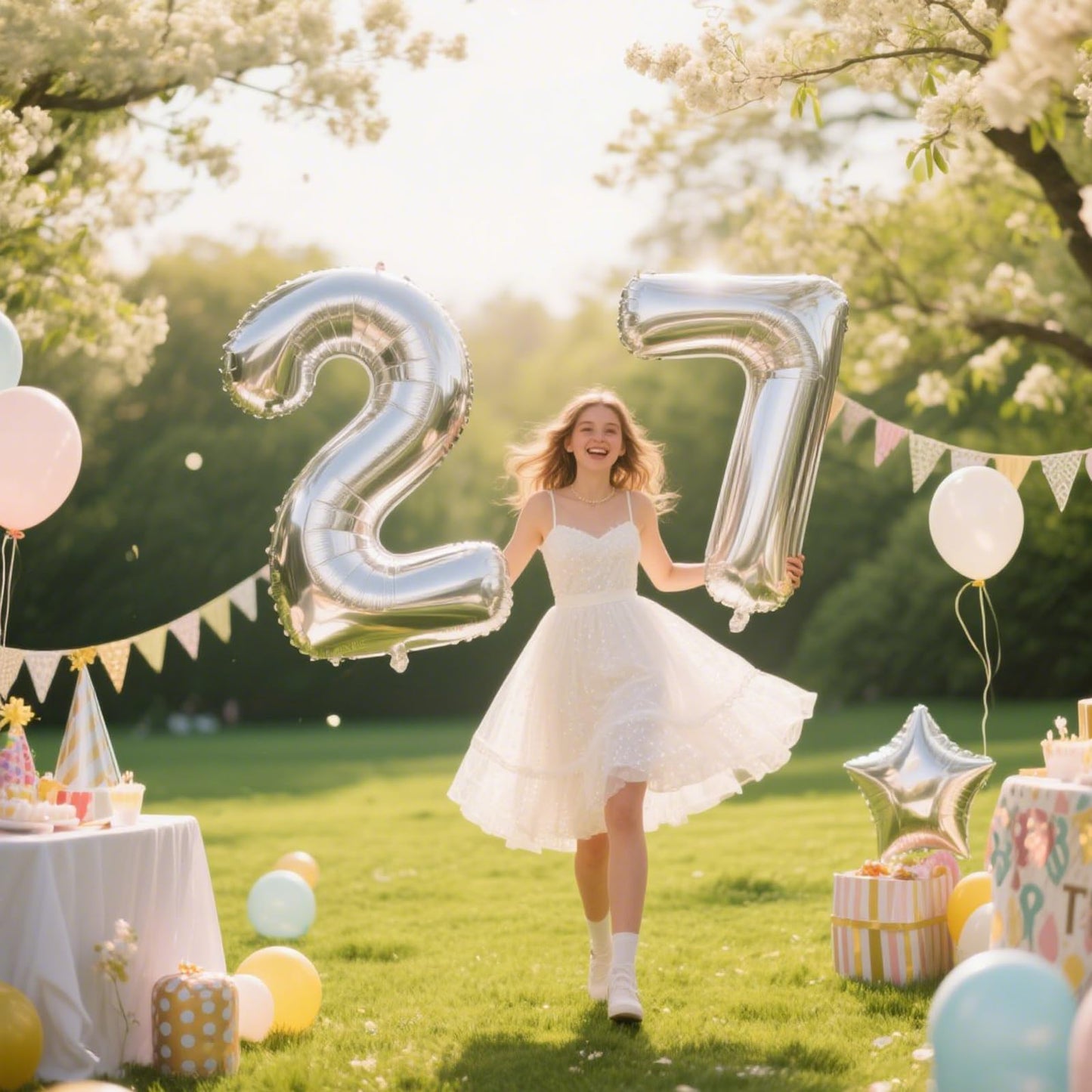 Kelfuoya 40-Inch Silver Number 27 Digital Balloon for Birthday, Anniversary & Wedding Decor