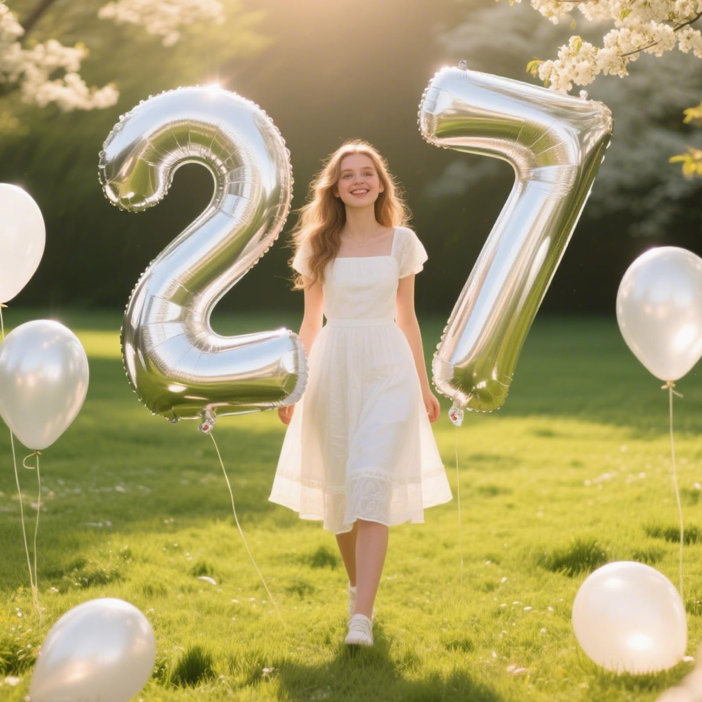 Kelfuoya 40-Inch Silver Number 27 Digital Balloon for Birthday, Anniversary & Wedding Decor