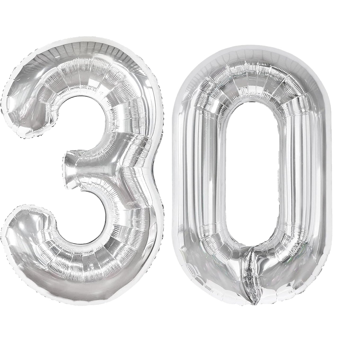 Kelfuoya 40-Inch Silver Number 30 Balloon – Jumbo Mylar Foil Helium Balloons for Birthday & Anniversary Parties