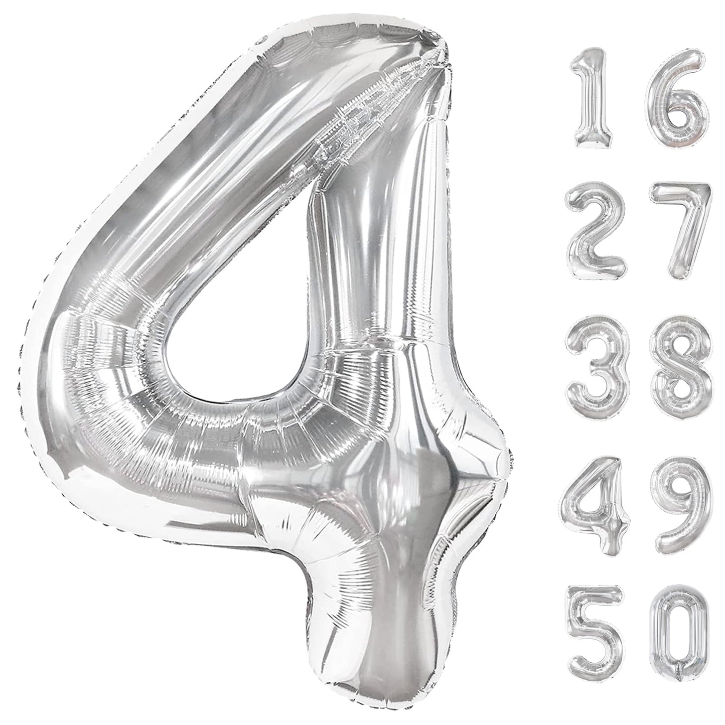 Kelfuoya 40-Inch Silver Number Balloons – Giant Mylar Foil Balloons (4 and 14) for 40th Birthday & Anniversary