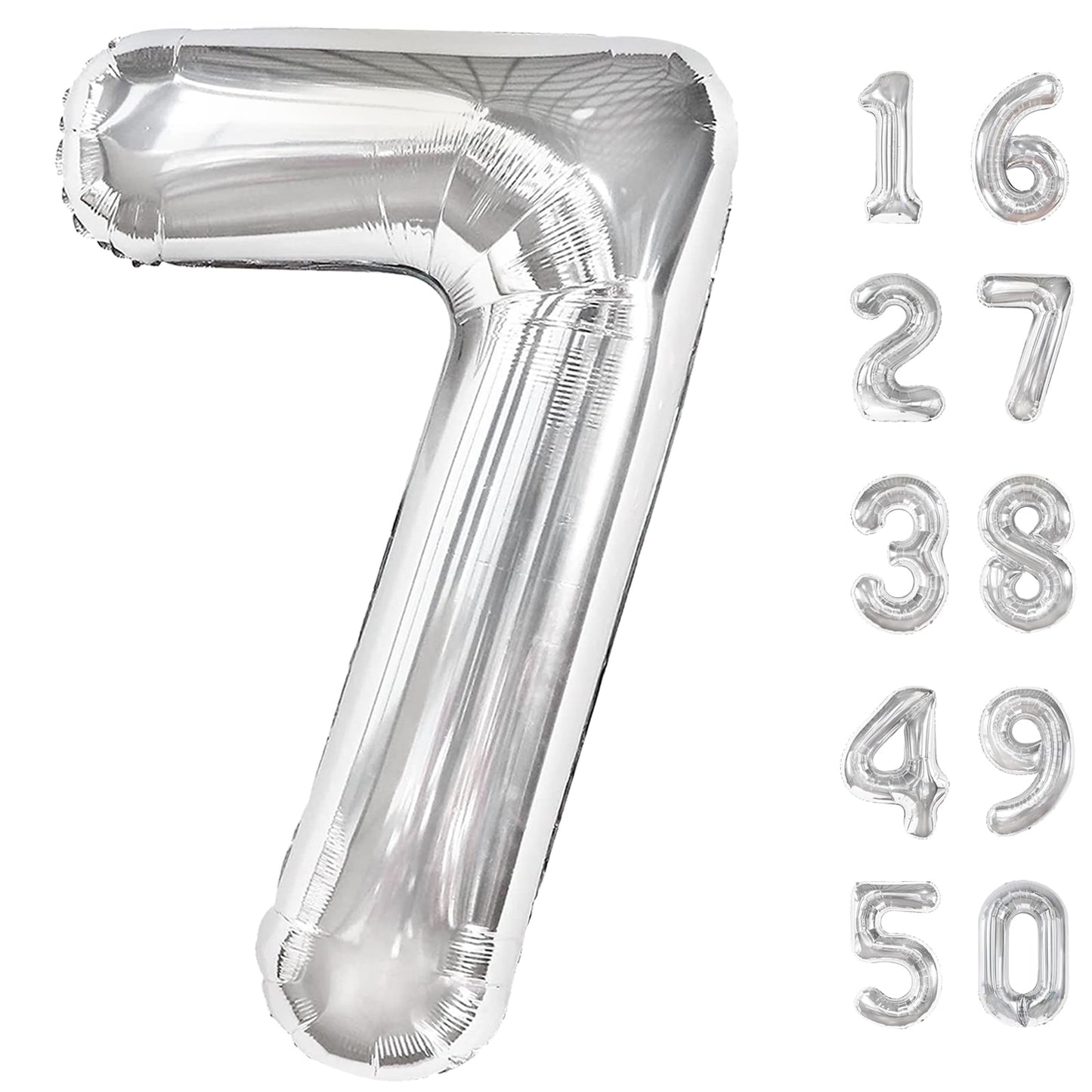 Kelfuoya 40-Inch Silver Number 7 Balloon – Giant Mylar Foil Balloon for Birthdays & Anniversaries