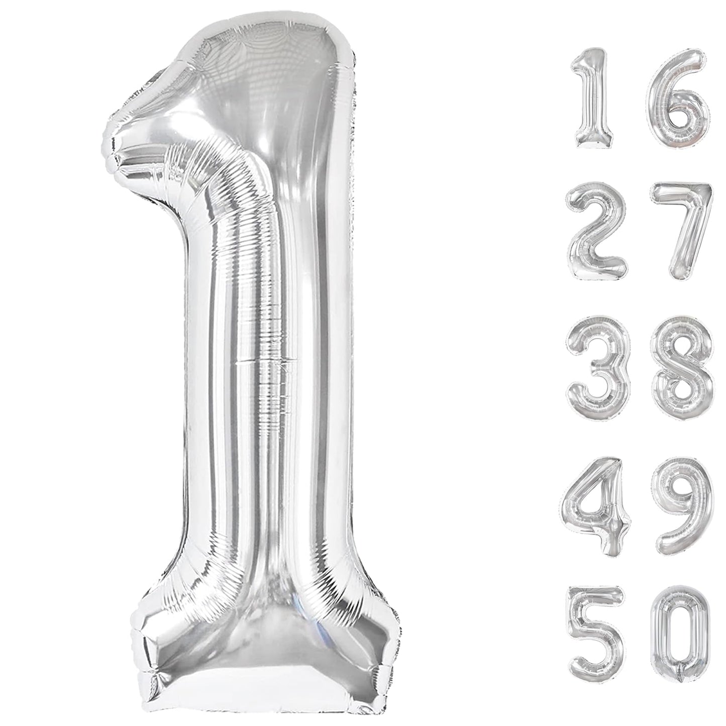 Kelfuoya 40-Inch Silver Number Balloon 1 – Giant Foil Balloon for Birthday, Anniversary & Wedding Decor