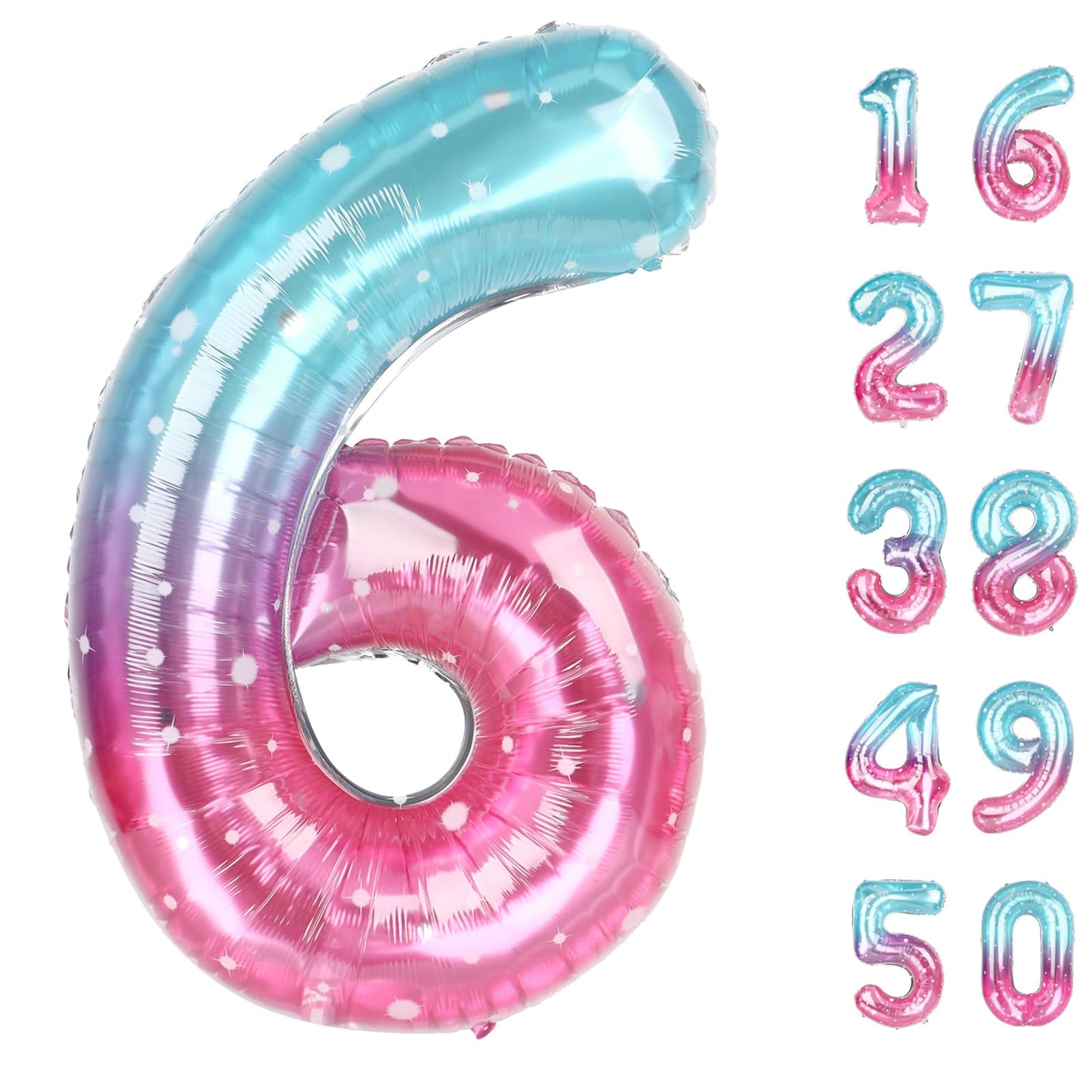 Kelfuoya 40-Inch Starry Number 6 Balloon | Jumbo Mylar Foil Birthday & Anniversary Decor