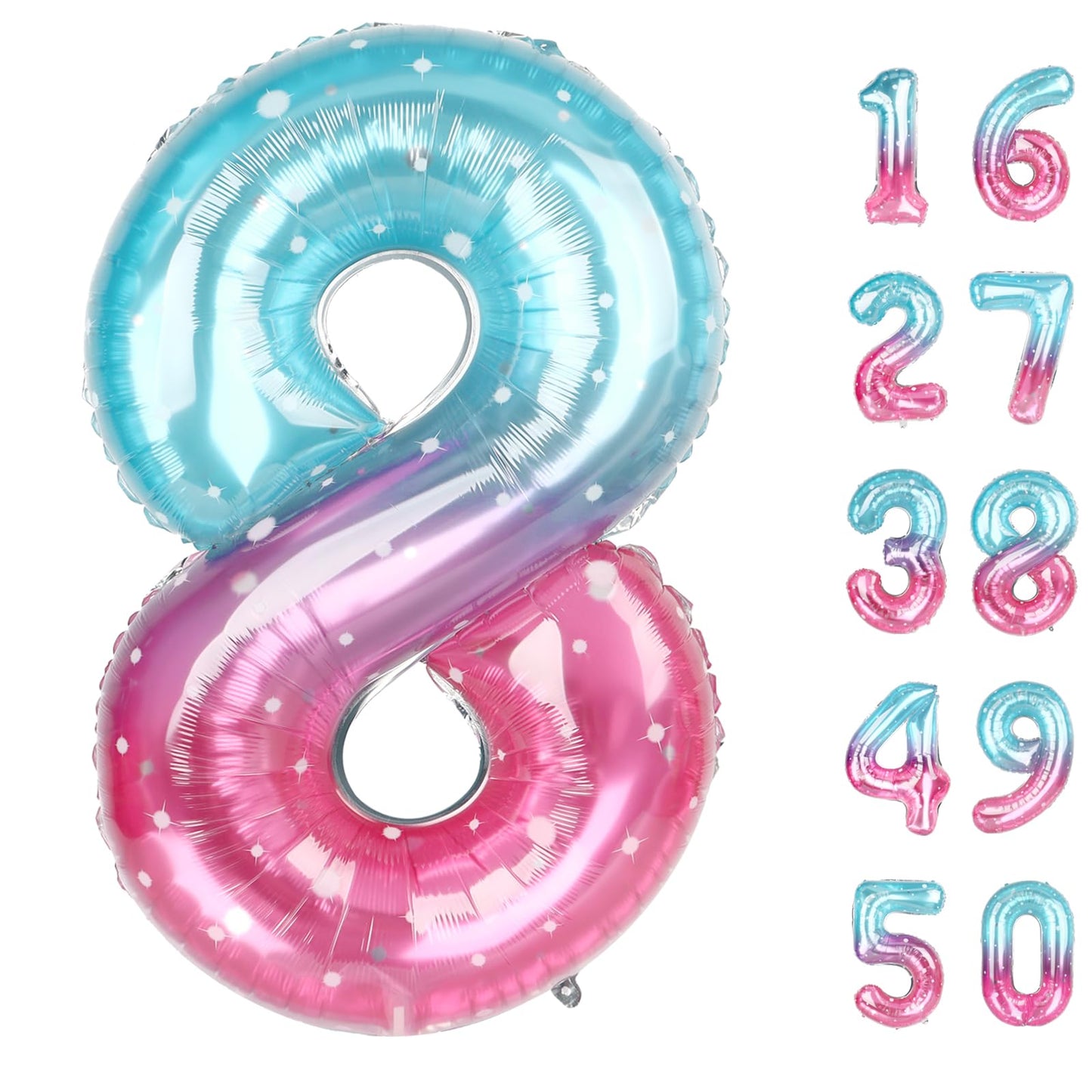 Kelfuoya 40 Inch Giant Starry Foil Number 8 Balloon – 18th, 28th Birthday & 80th Anniversary Party Decor