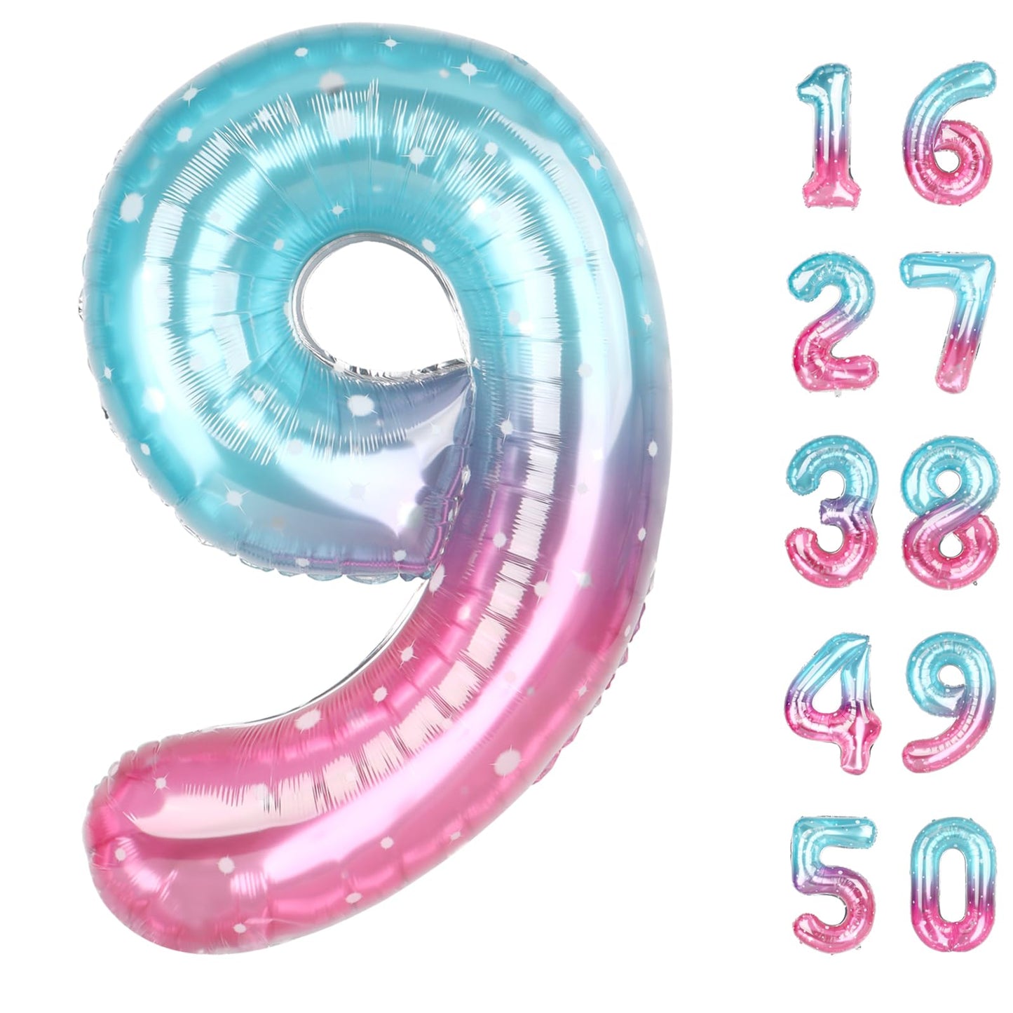 Kelfuoya 40-Inch Starry Number 9 Balloon | Jumbo Mylar Foil Birthday & Anniversary Decoration