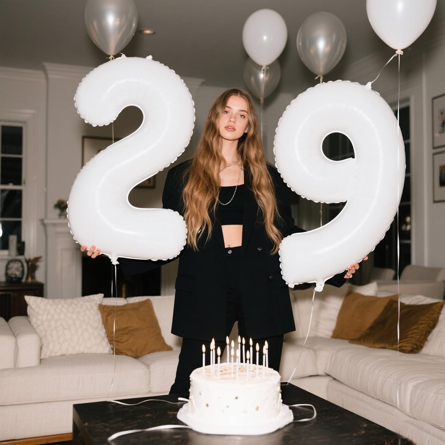Kelfuoya 40-Inch White 9th Balloon — Giant Translucent Number for Birthday & Wedding Decor