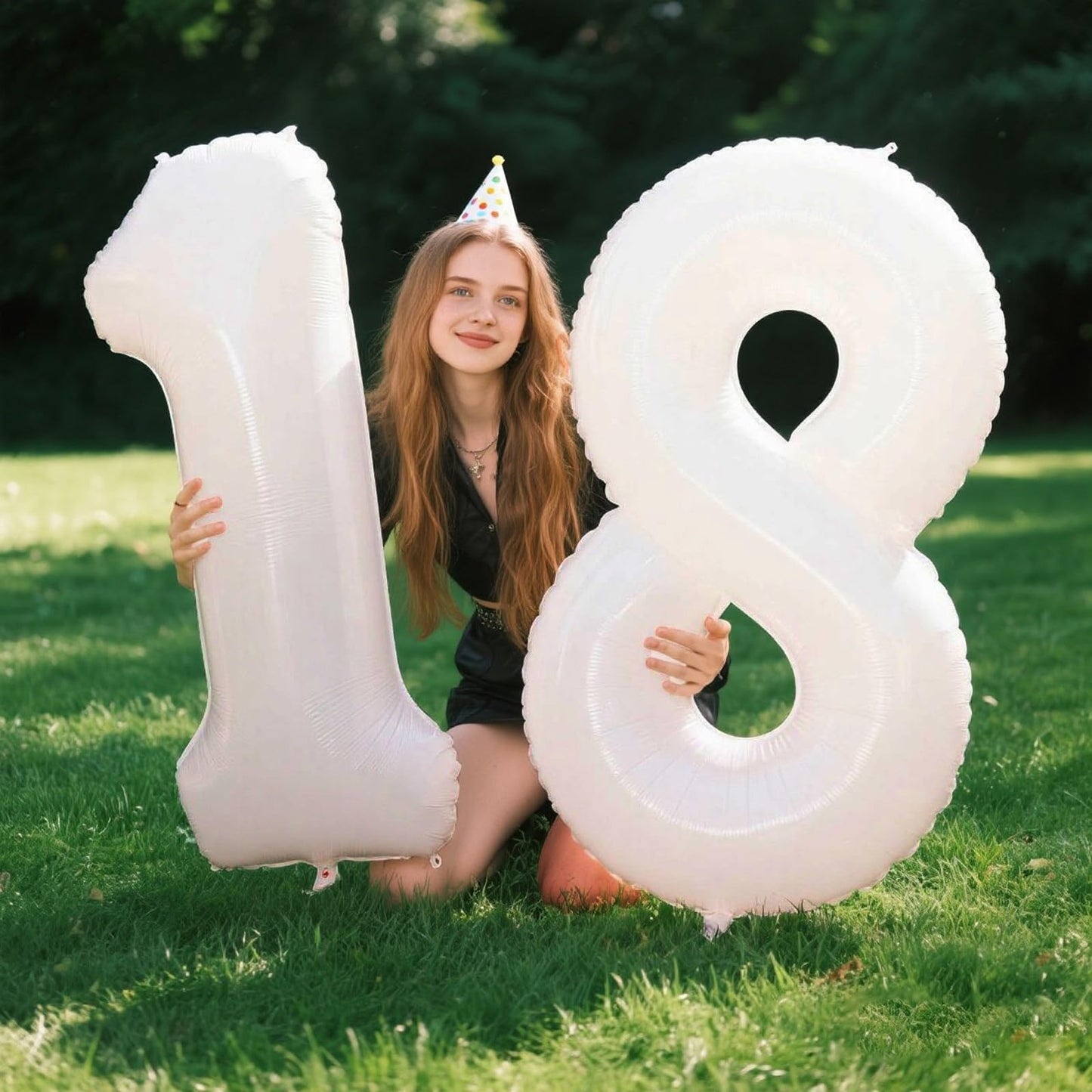 Kelfuoya 40-Inch White Number 18 Balloon – Jumbo Mylar Foil Balloon for Birthdays & Anniversaries