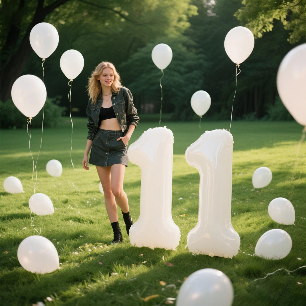 Kelfuoya 40-Inch White Number 11 Balloon – Jumbo Mylar Foil Balloon for Birthday or Anniversary
