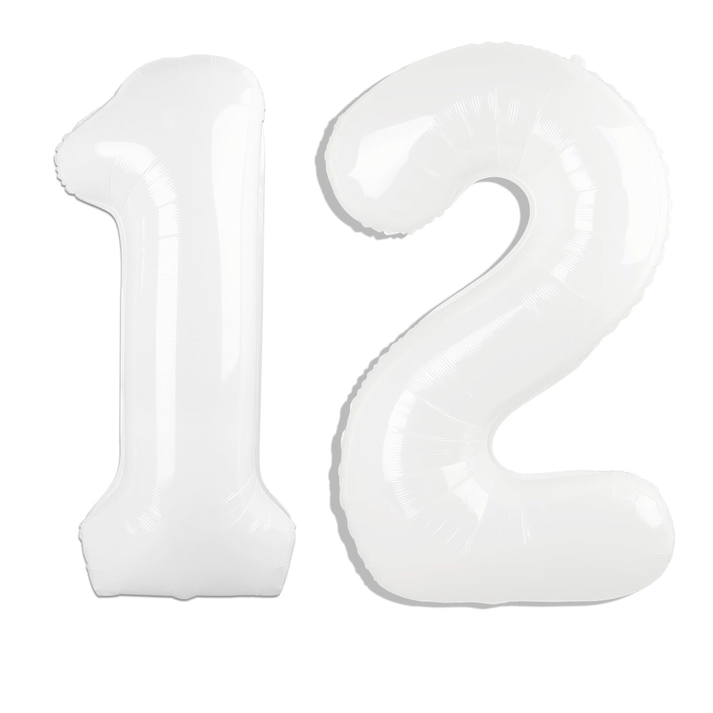 Kelfuoya 40-Inch White Number 12 Balloon – Jumbo Mylar Foil Balloon for Birthday & Anniversary Parties