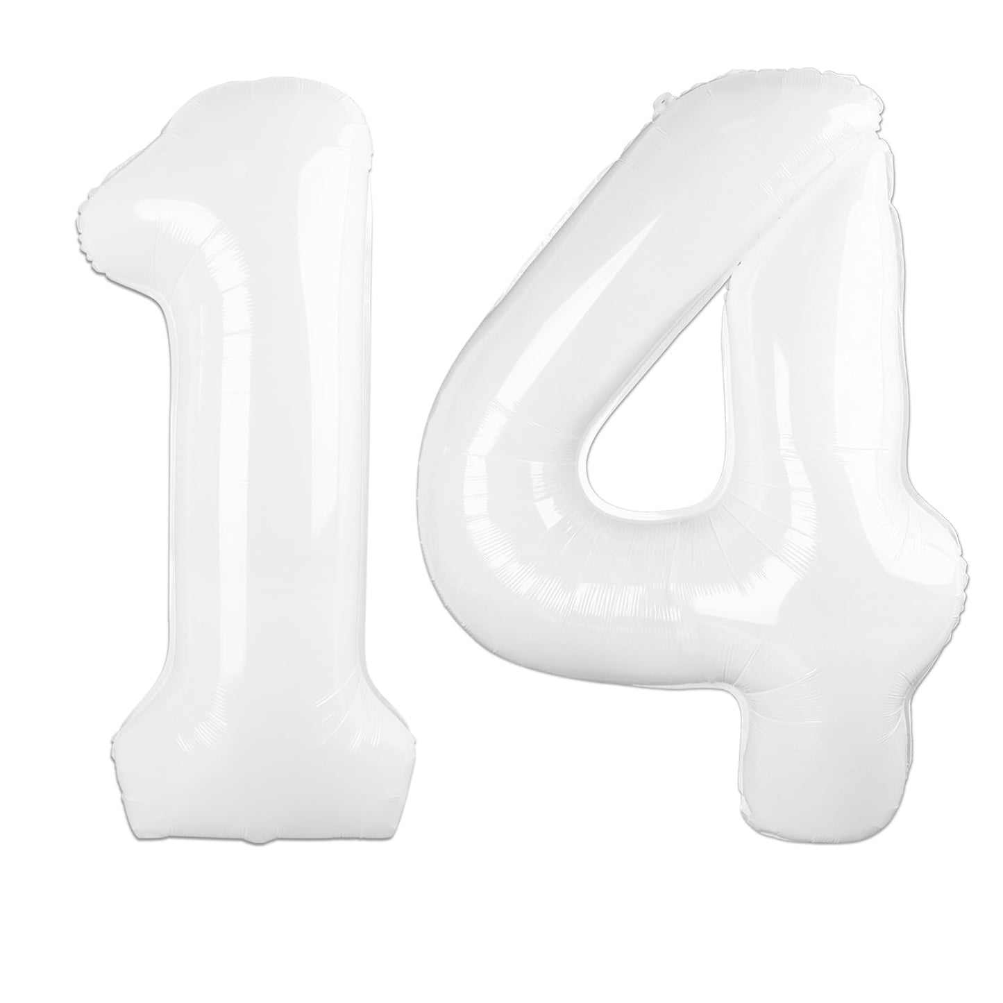 Kelfuoya 40-Inch White Number 14 Balloon – Jumbo Mylar Foil Decor for Birthday & Anniversary