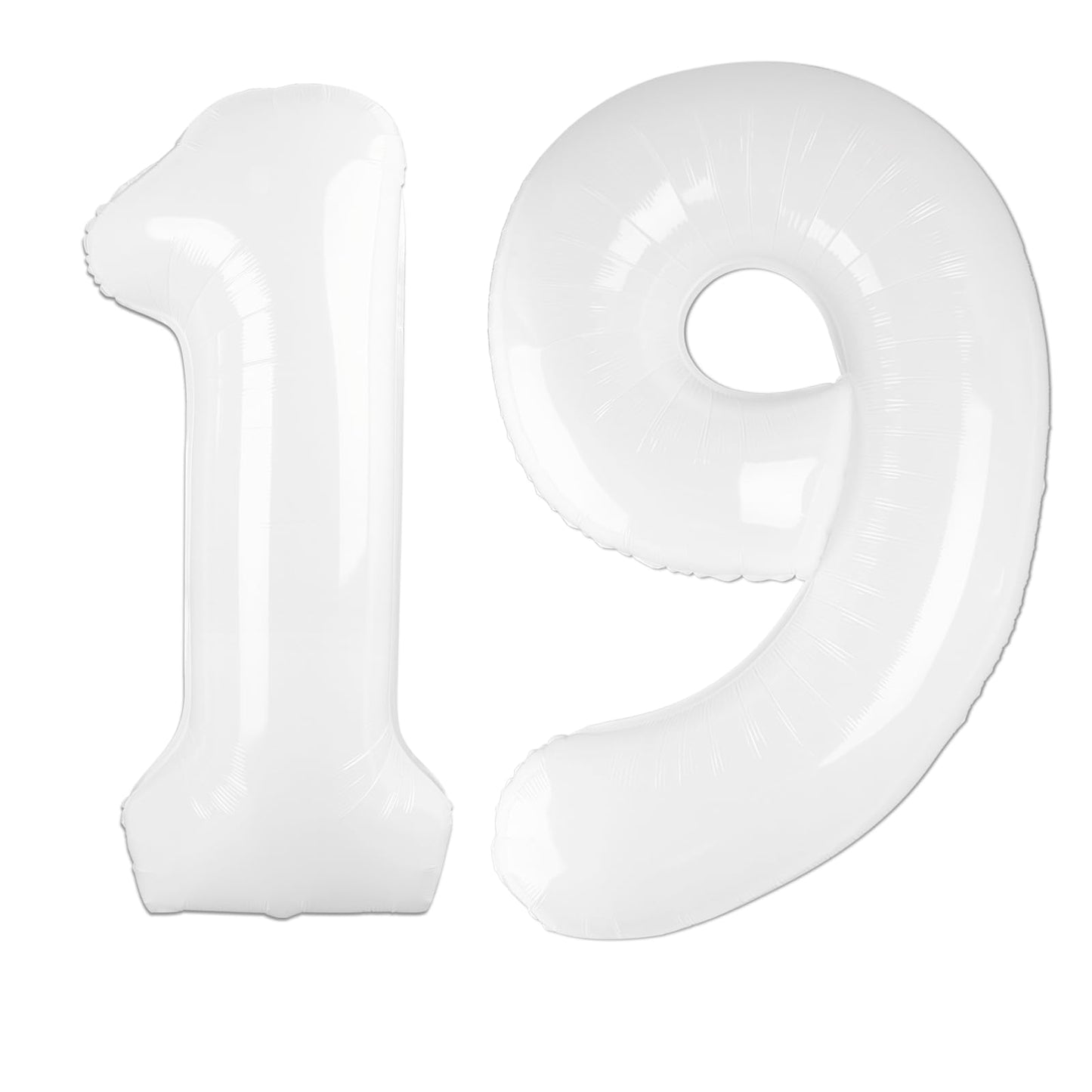 Kelfuoya 40-Inch White Number 19 Balloon | Jumbo Mylar Foil Balloon for Birthday & Anniversary